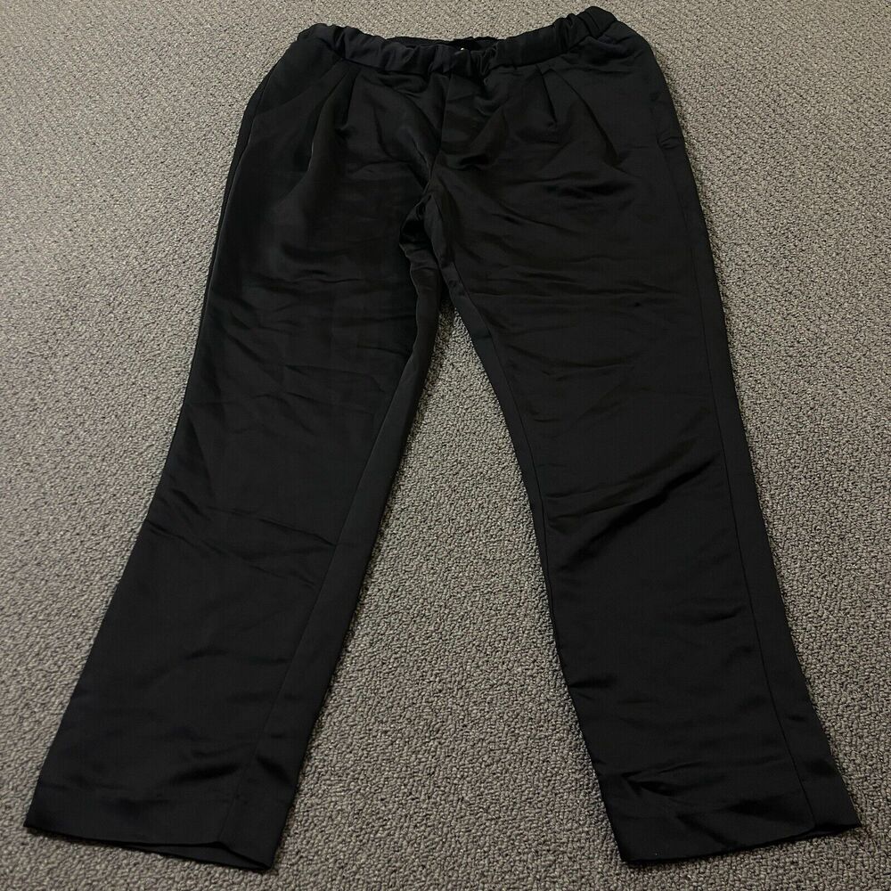 Allen B Pants Womens 8 Black Polyester Straight Elastic Waist Pockets Pull On